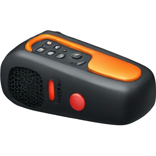 black walkie talkie with red-orange button on side emoji