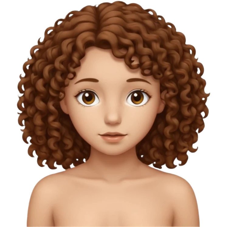 Голая женщина 18 лет, с коричневыми кудрявыми волосами и средним размером груди emoji