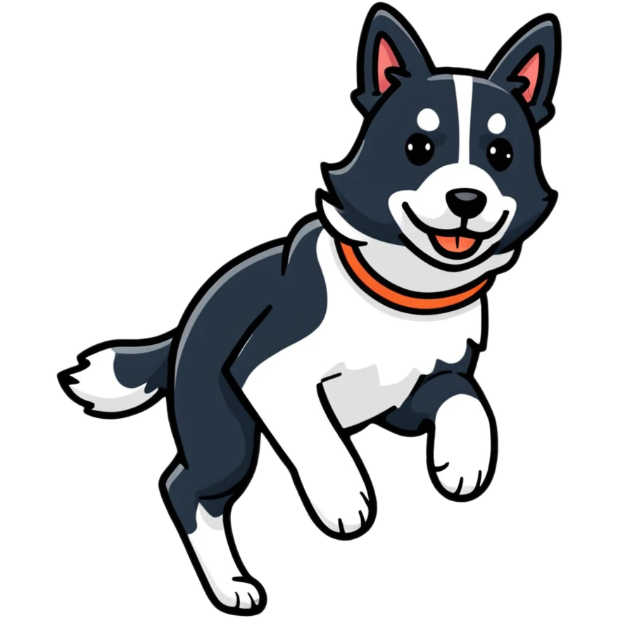 fast running black and white dog emoji