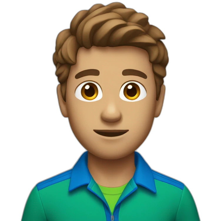 white climber brown hair with a blue shirt and green shorts. emoji