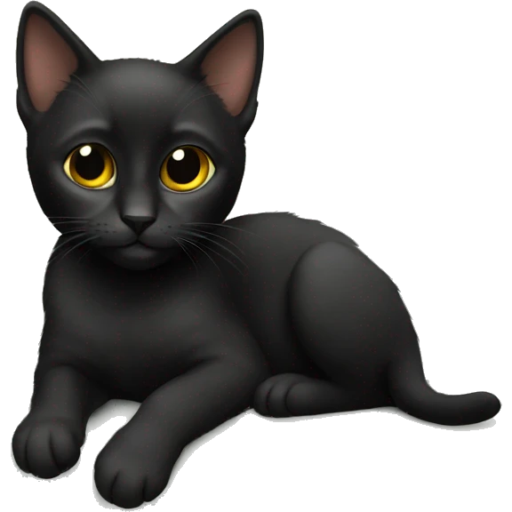 Black kitten laying on a couch  emoji