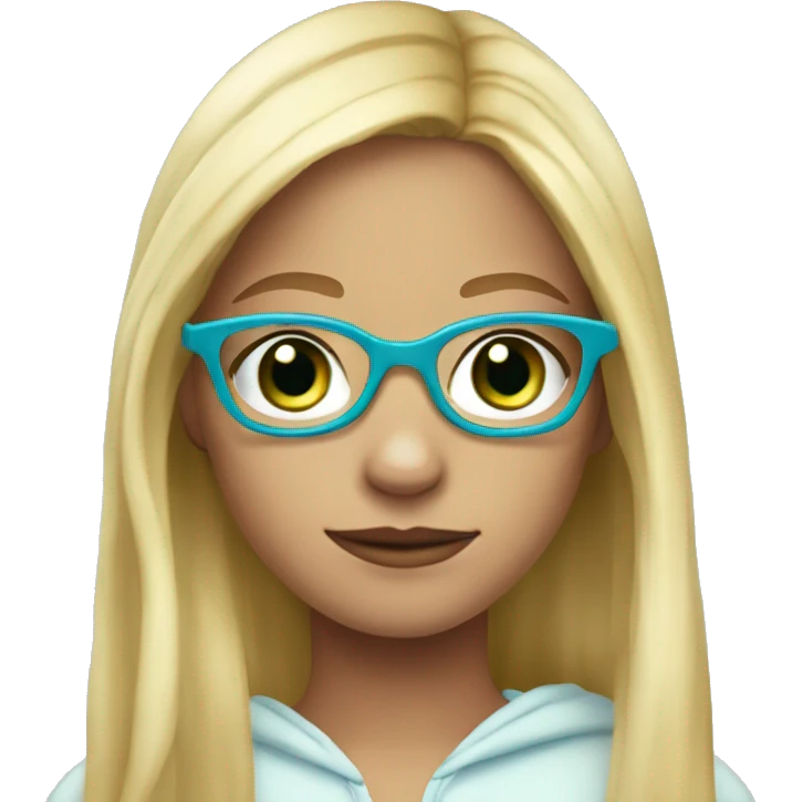 Girl age 12 long blonde fair glasses blue eyes in a frog onesie  emoji