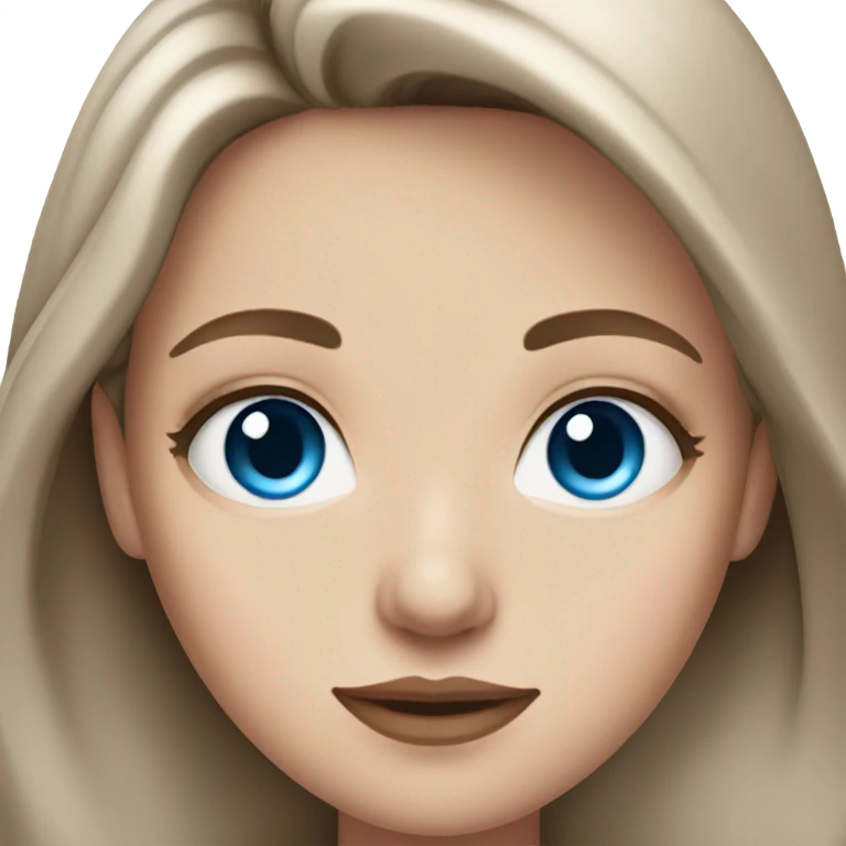 White girl with long brown hair and blue eyes and pink lips  emoji