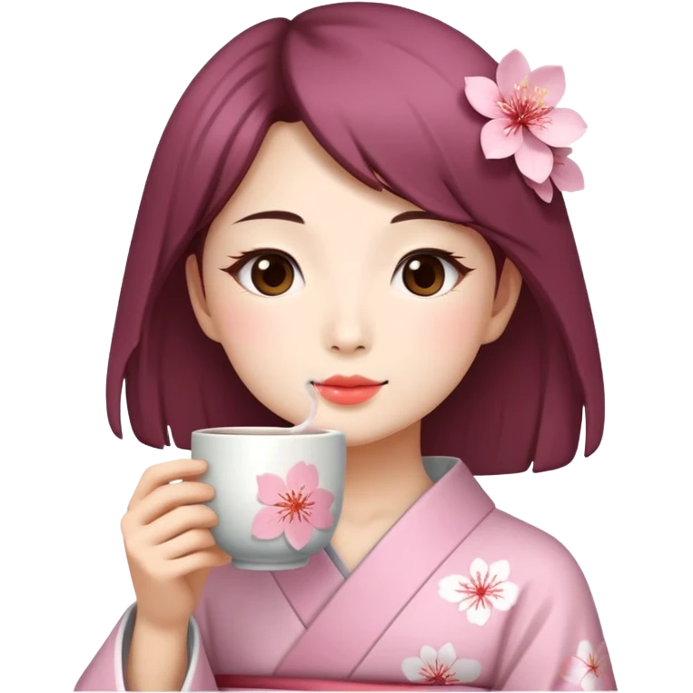 Japanese woman drinking Sakura tea  emoji