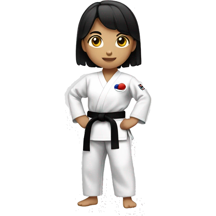 girl with black hair wearing a taekwondo dobok emoji