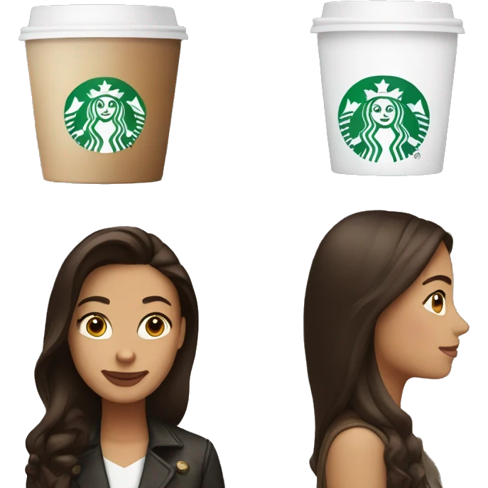 Brunette and starbucks emoji