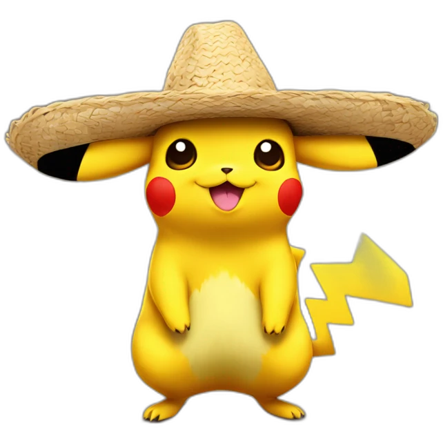pikachu wearing sombrero with mustache emoji