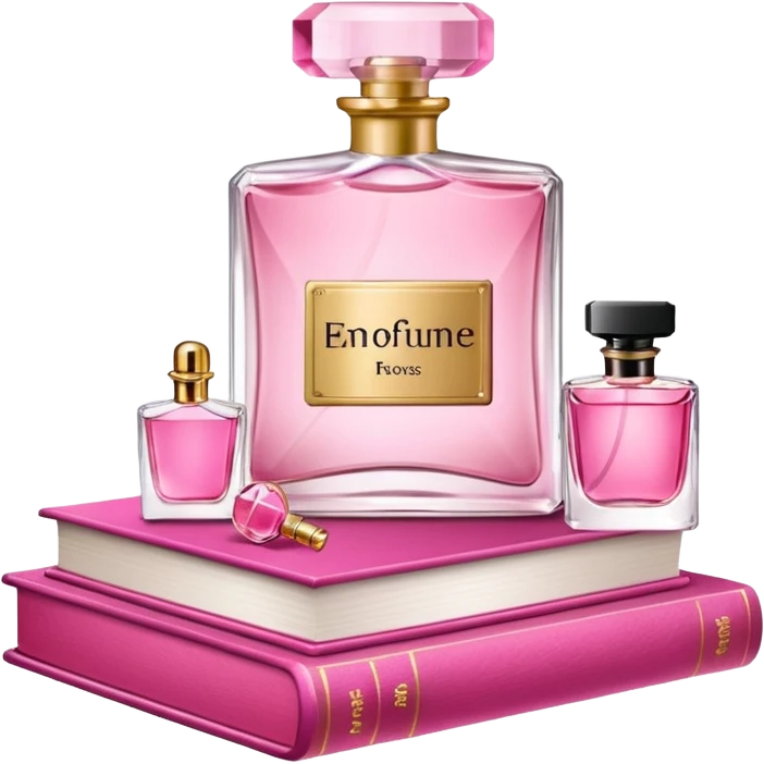 pink bookbook and fragance emoji