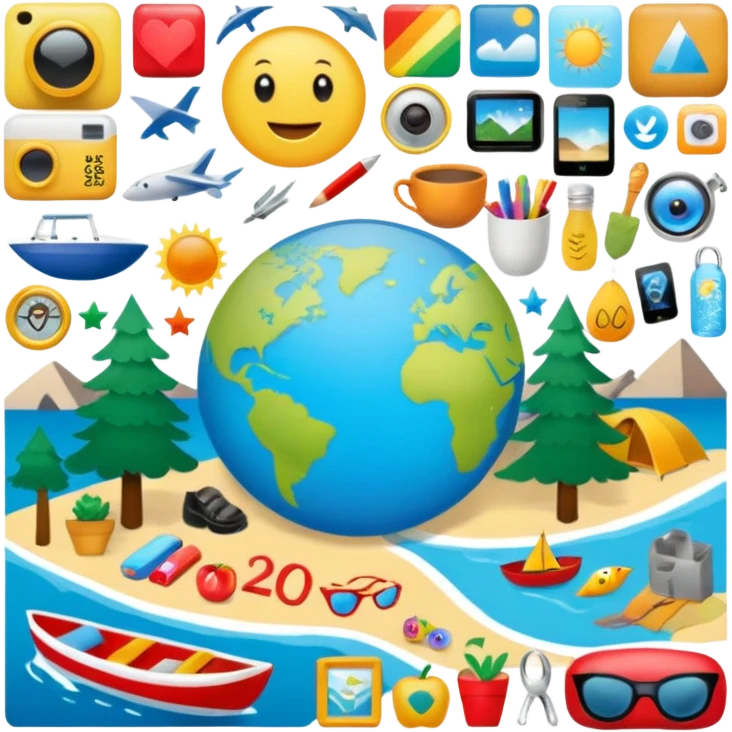 An extremely detailed lifestyle vision board collage for the year 2026. emoji