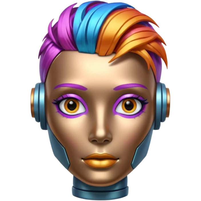 robot with color hair emoji