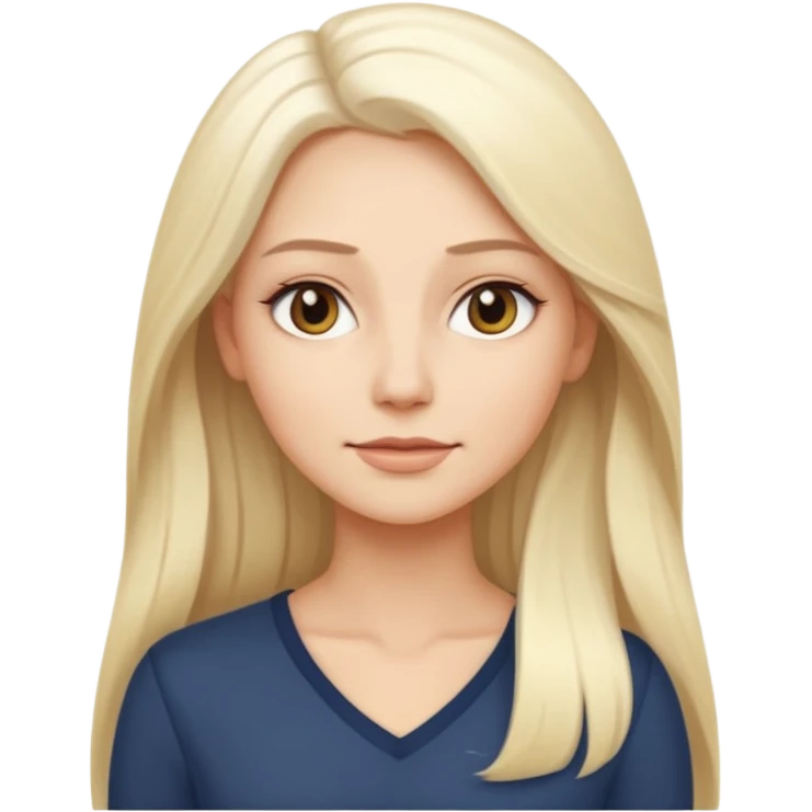 Stylized emoji portrait of a sexy long-haired white-blonde woman, confident expression, smooth skin, minimal makeup, full height  emoji