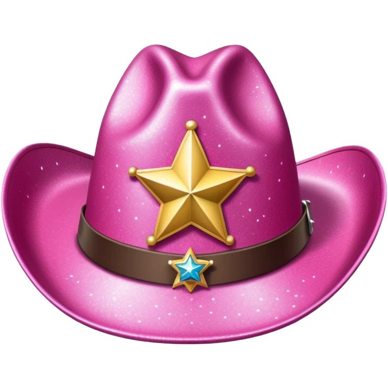 pink glittery cowgirl hat whit sherif star emoji