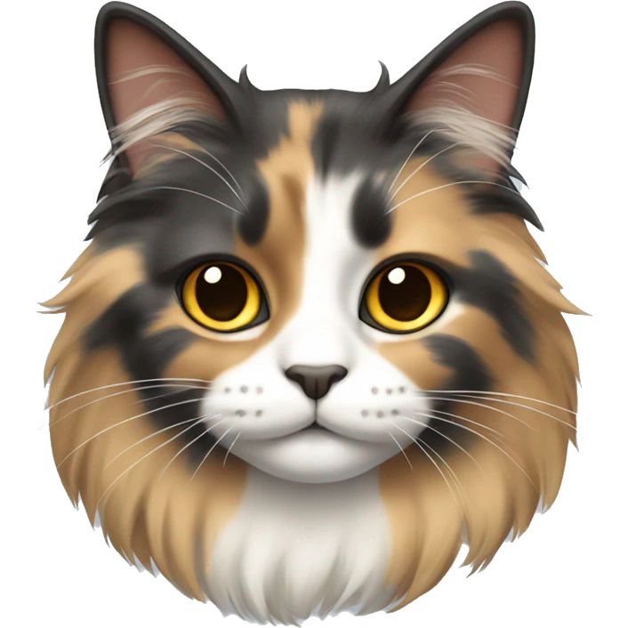 long haired muted calico cat emoji