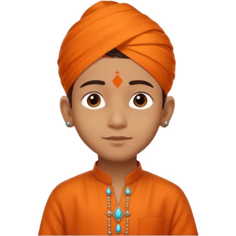 an indian boy in orange kurta and tilak with text belo saying "Veer" emoji