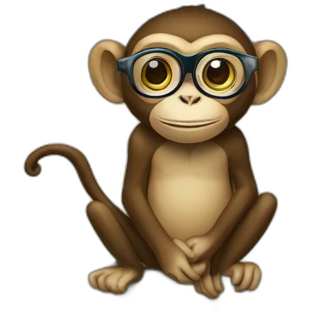 Monkey with spectacles and umbrella on tree emoji