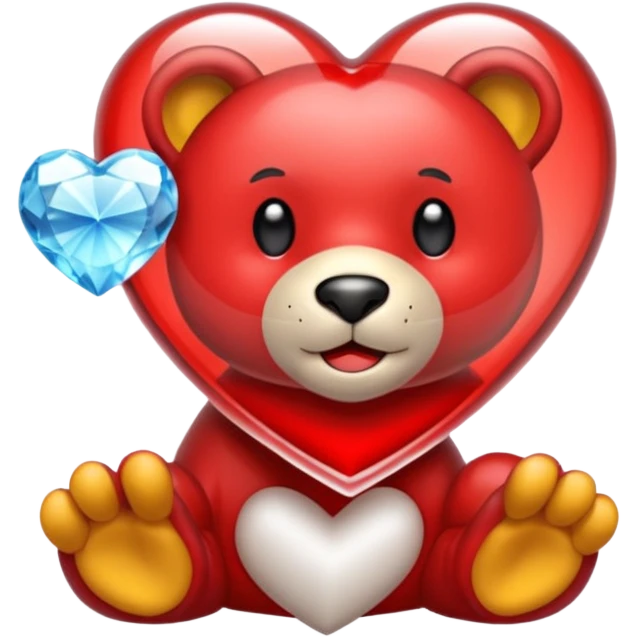 Oso de cristal con un corazón rojo emoji