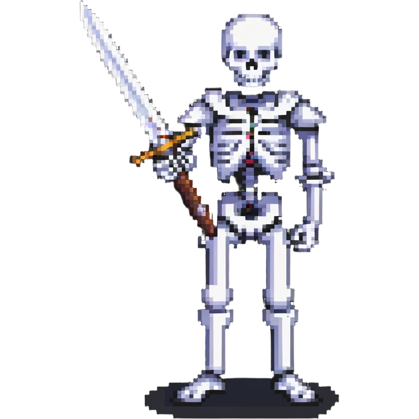 skeleton with a large sword in action pose emoji