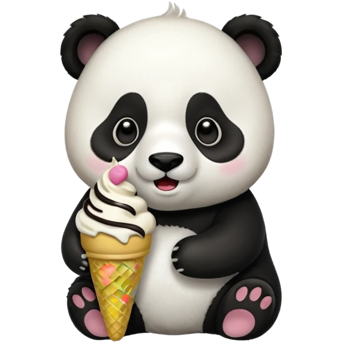Panda eating ice cream emoji
