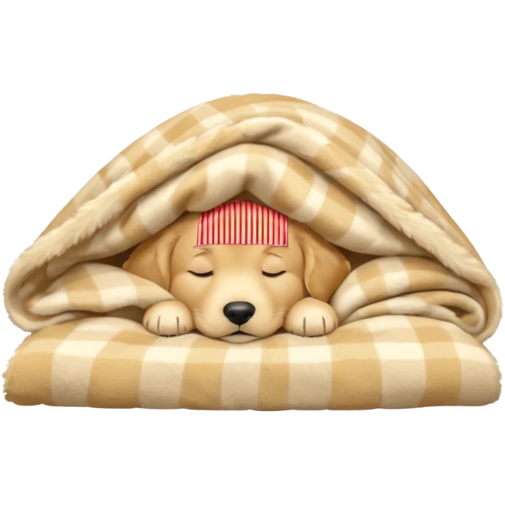 golden retriever puppy sleeping with a blanket emoji