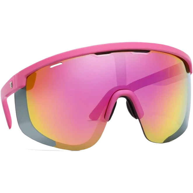 extremely thick chunky sporty pink shield visor sunglasses, ultra robust bulky frame, massive build, one-piece lens, maximum thickness emoji