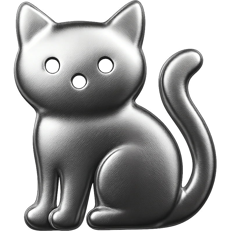 icon of a cat with shiny metallic chrome finish emoji