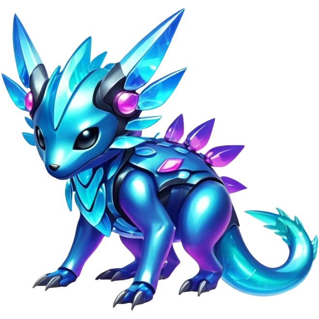  Epic legendary rare Shiny sparkly transparent bioluminescent luminescent vibrant bright pastel dark exotic iridescent colorful gradients futuristic modern metallic glossy glittery fantasy-cyber-Protogen-Fakémon-Pokémon-Vernid-creature emoji