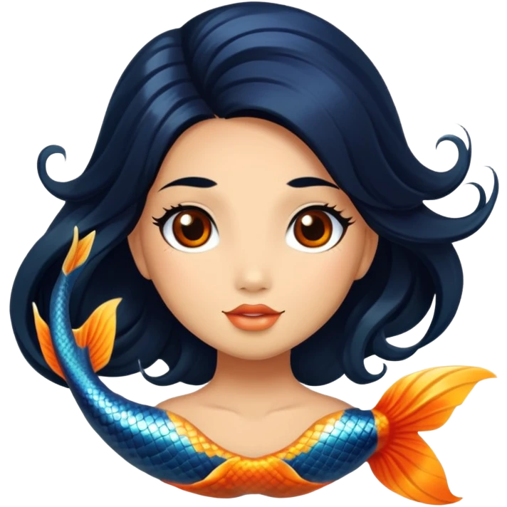 koi mermaid with tanned skin and long black hair emoji
