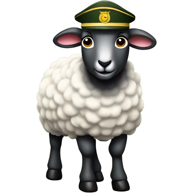 A sheep on a strong body with military clothing  the look of Rambo emoji