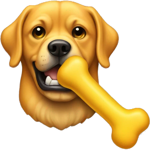 Emoji sucking on a yellow dog bone  emoji