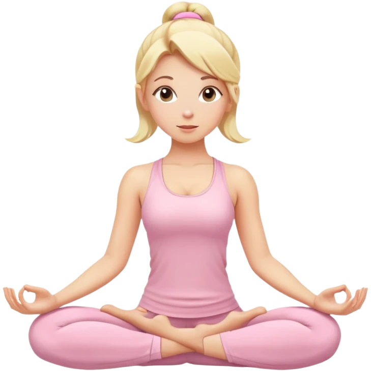 blonde yoga girl light pink clothes n emoji