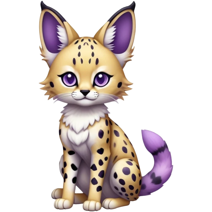 Kawaii Cute Edgy Black Purple White ethereal Serval-Fionbri-Vernid full body emoji