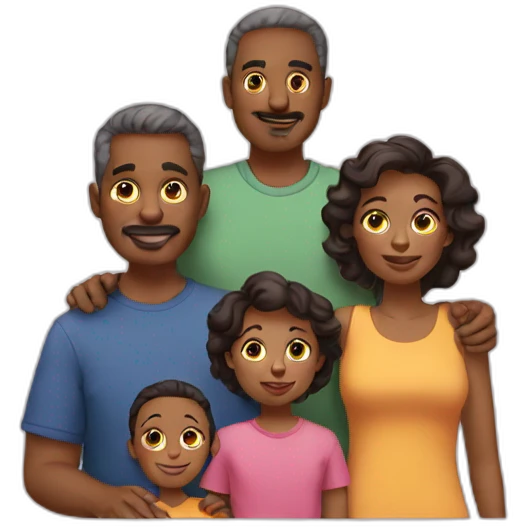 family of 5. 2 parents and 3 kids. emoji