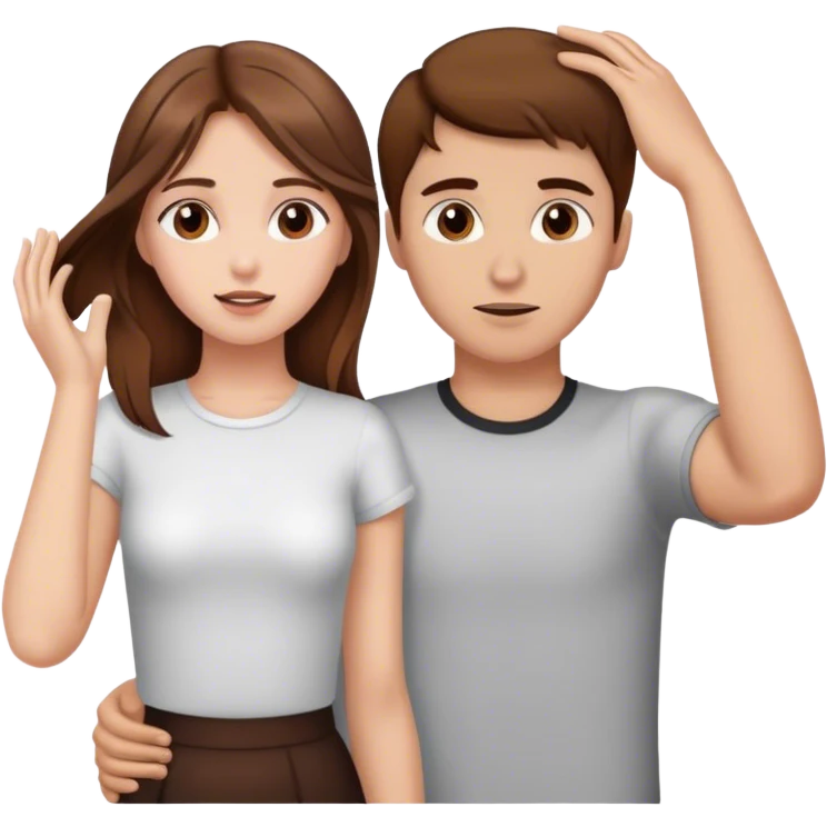 Brown hair Guys hand on brown hair girls head emoji
