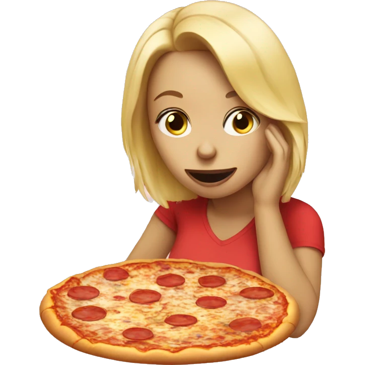 Drunk blonde eating pizza emoji