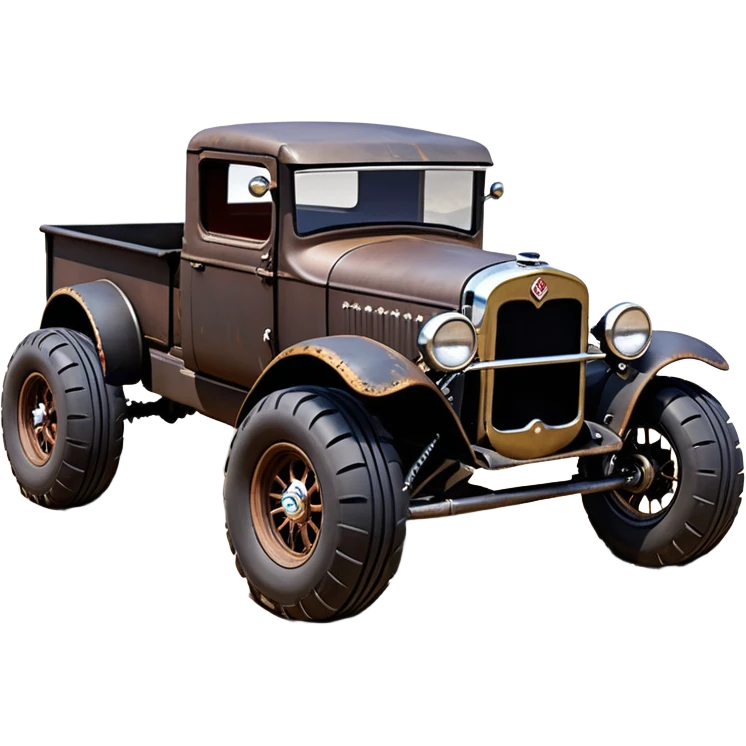 1:10 off-road lcg smoking rusting Basher style 1927 blackened tarnished hotrod rat rod streamlined anime Studebaker zombie infected extended-cab rc bulging pickup (extra wide low-profile pin tires chrome wheels with fenders) emoji