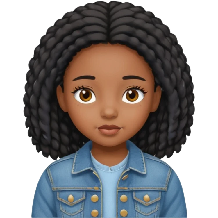 black girl kid with  long cute eye lashes with jean jacket emoji