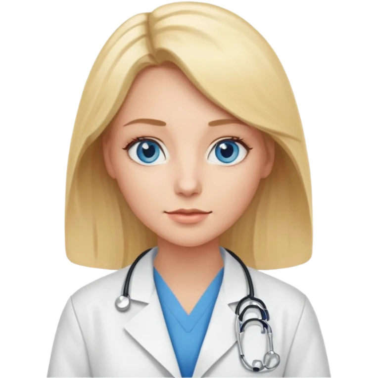 Una mujer rubia de ojos azules que es doctora emoji