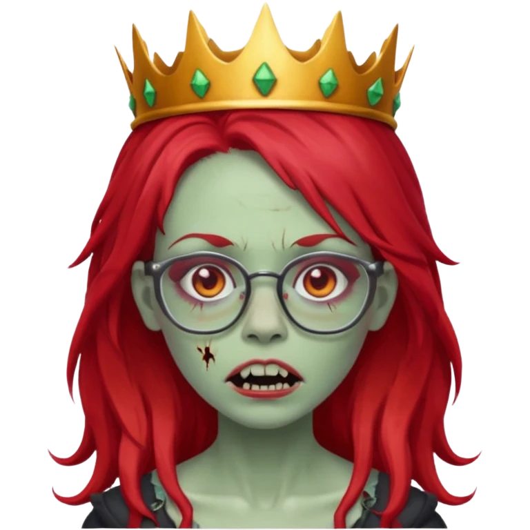 crowned woman zombie with glasses and red hair  emoji