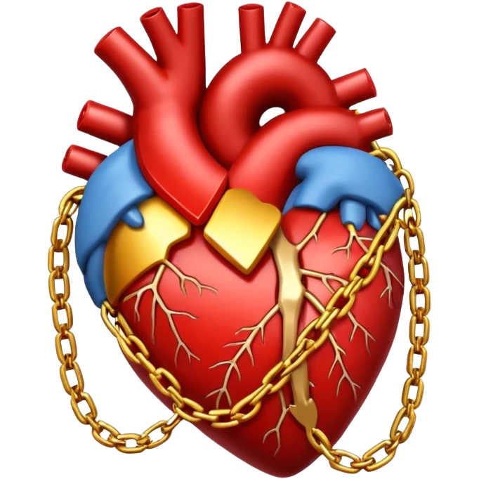 Heart wrapped in glowing chains, pulling apart emoji