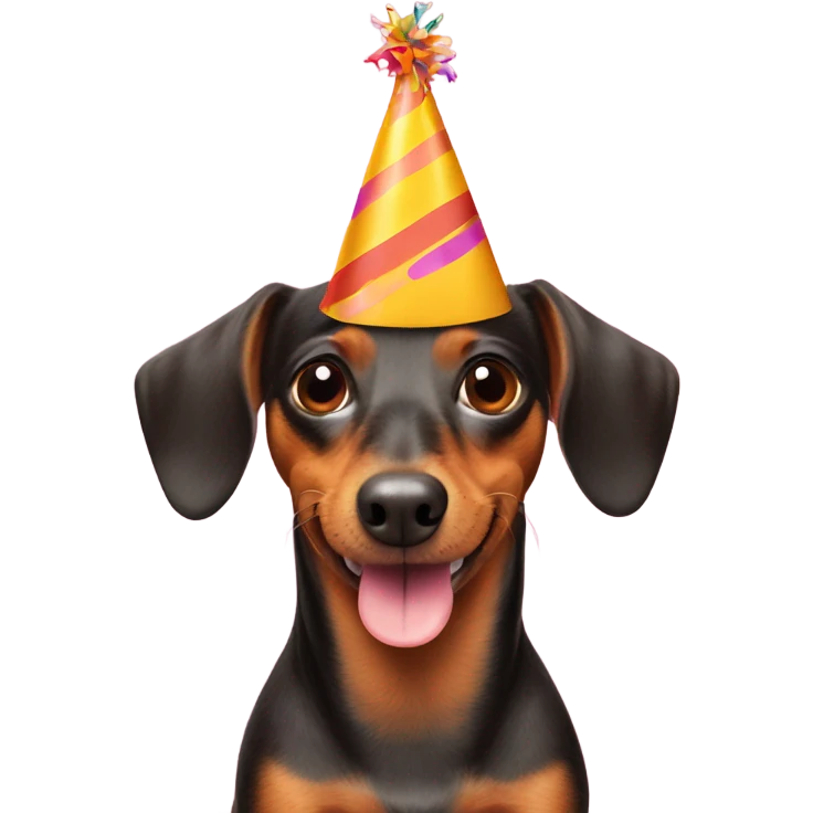 Wiener dog and a party hat emoji