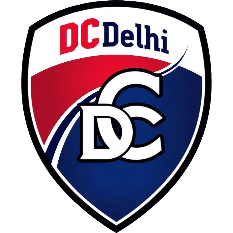 Delhi Capitals cricket team logo, blue and red colors with DC letters, professional sports emblem emoji