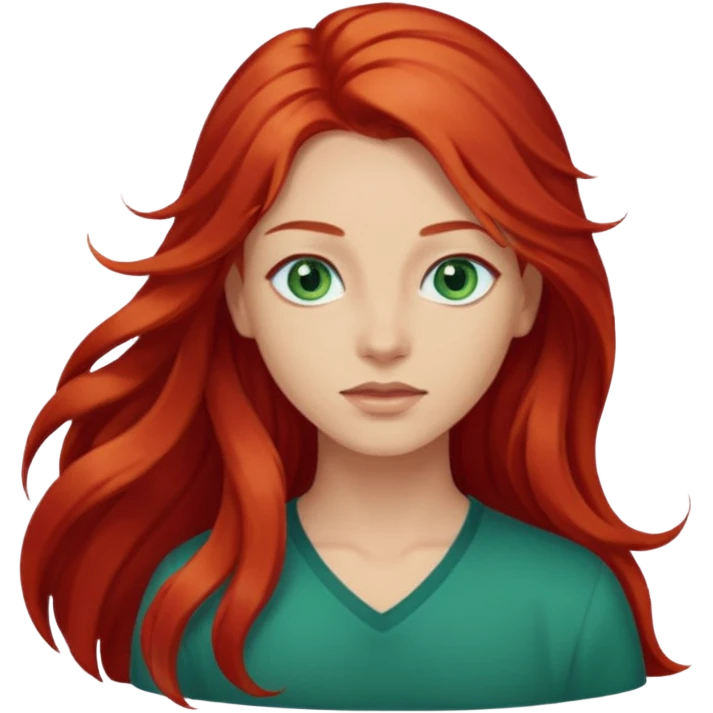Like the first but her eye green  and blue and her hair red that brolong herwn  emoji