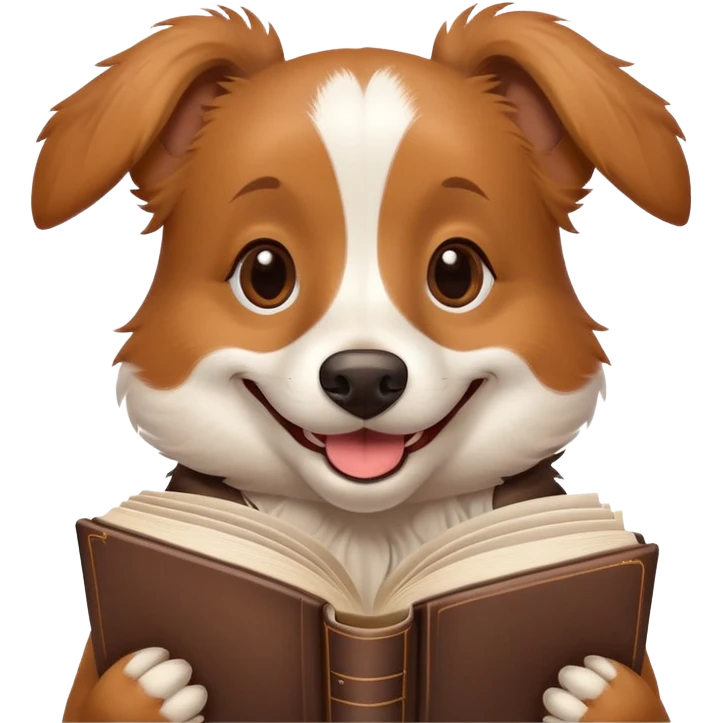 weird dog smiling holding a dictionary emoji
