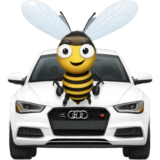 Bee driving white Audi  emoji