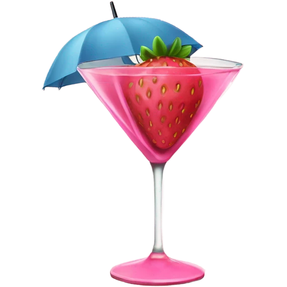 Pink strawberry martini with an umbrella emoji