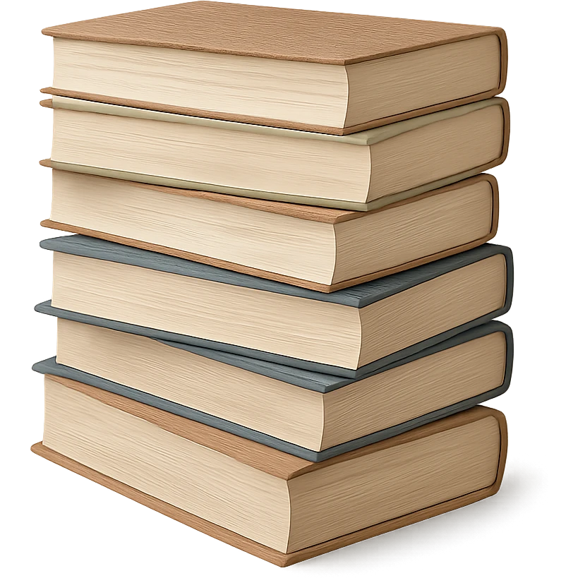 aesthetic stack of books, no background emoji
