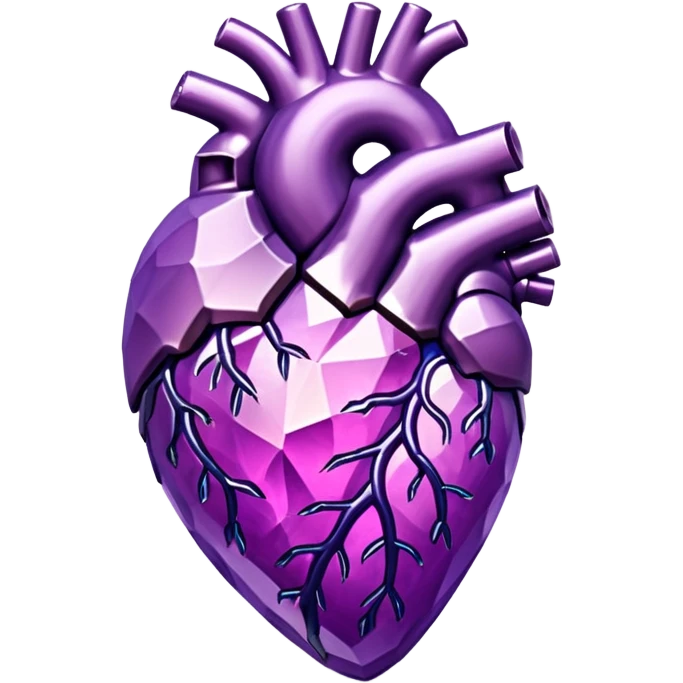 Anatomical heart made from purple crystals  emoji