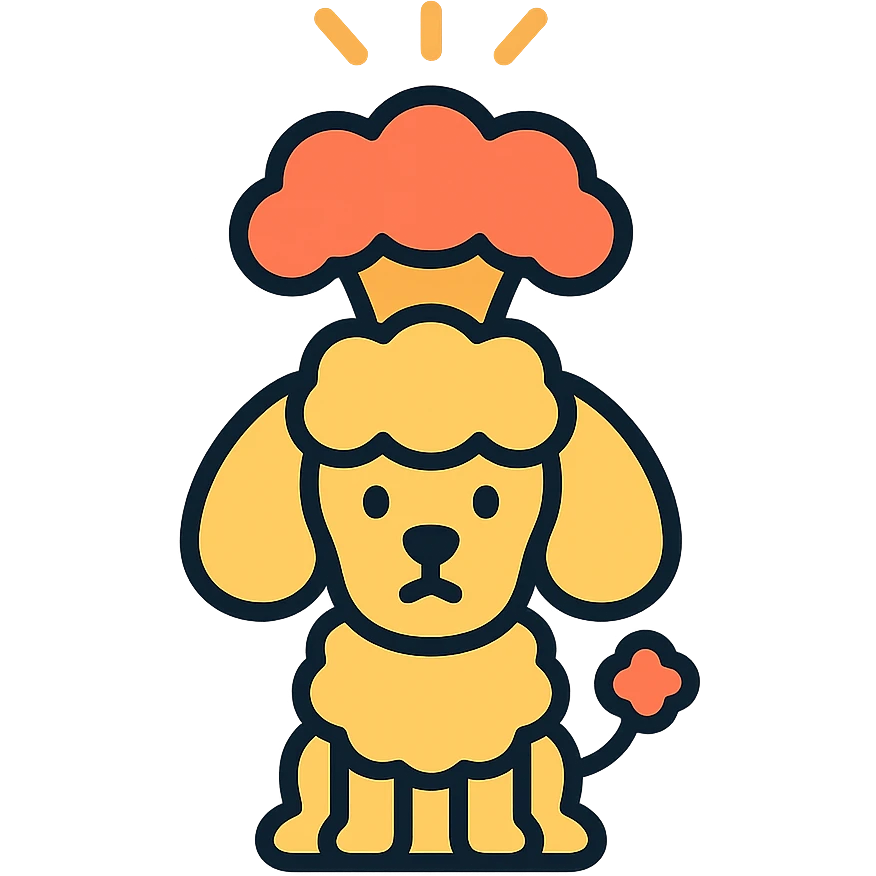 color outline icon style poodle dog with exploding head emoji