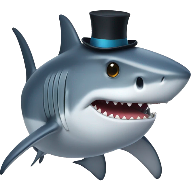 Shark with a top hat emoji