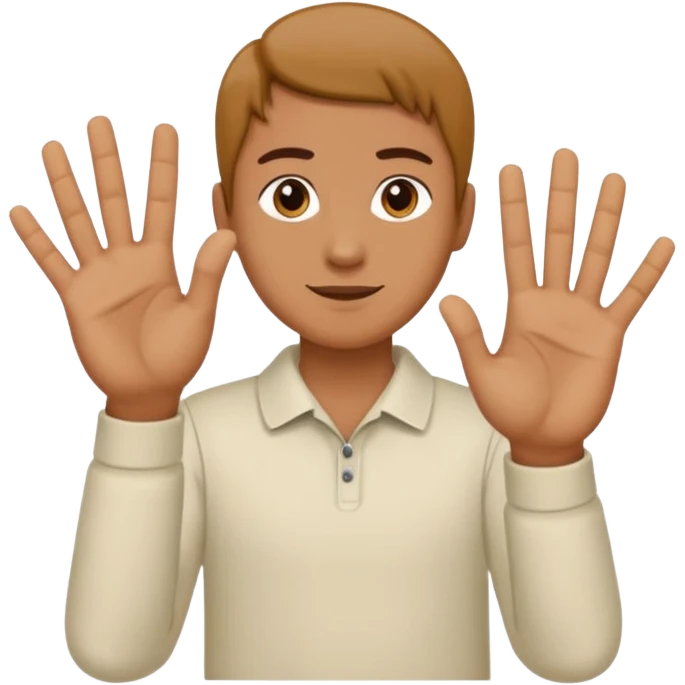 A person doing the 67 hand movement with a six on the Left hand and the seven on the right hand emoji